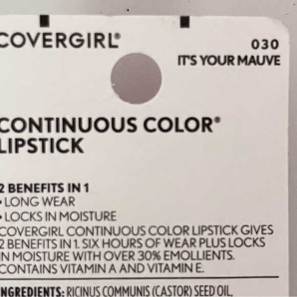 COVERGIRL Continuous Color Lipstick, 30 It's Your Mauve, 0.13 oz NEW - Picture 7 of 11